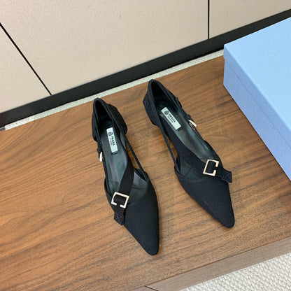Prada 2026 Pumps 25mm Canvas Metal Buckles Logo 793081