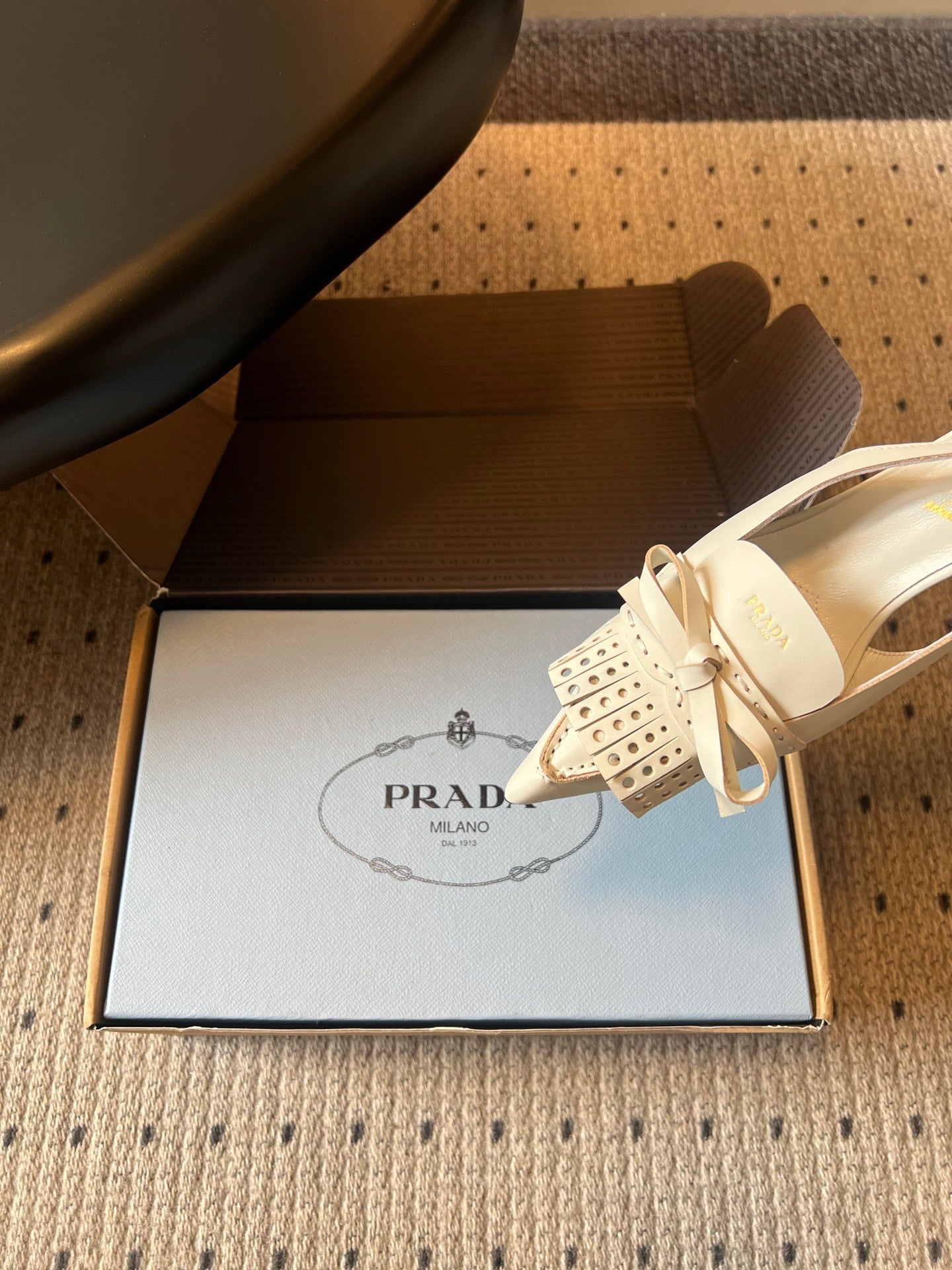 Prada 2026 Slingback Pumps 85mm Bow Cowhide 787482