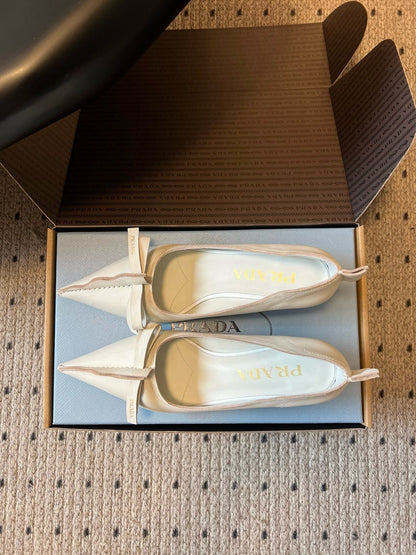 Prada 2026 Pointed-Toe High Heels 55mm Bow Cowhide 787484