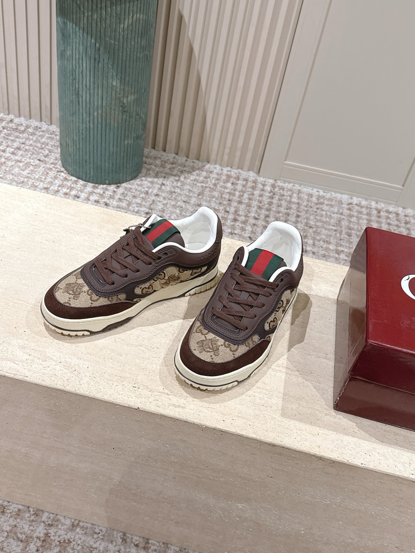 GG 26 Couple Sneakers Brown Beige Cowhide 630705