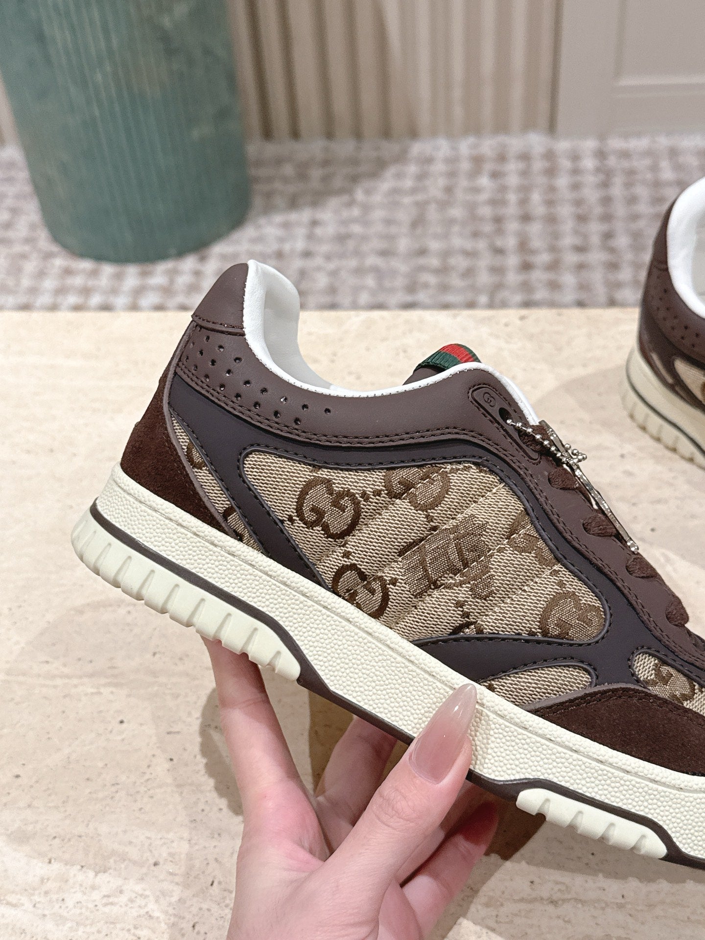 GG 26 Couple Sneakers Brown Beige Cowhide 630705