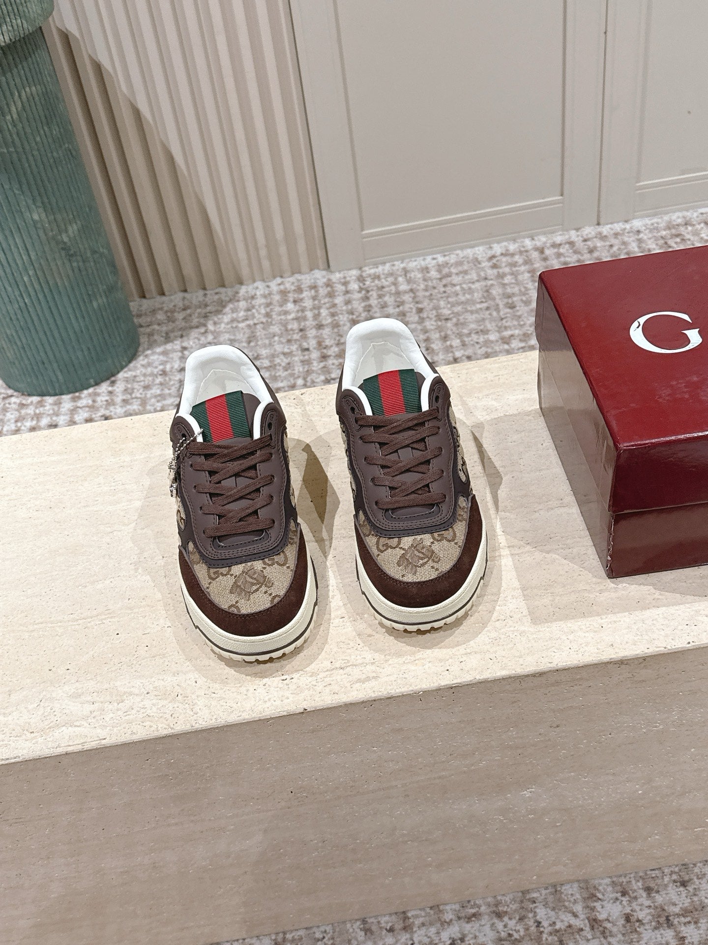 GG 26 Couple Sneakers Brown Beige Cowhide 630705
