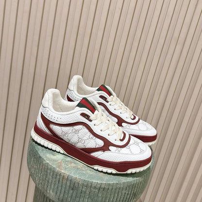 GG 26 Couple Sneakers White Burgundy Cowhide 630706