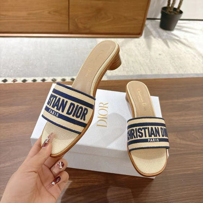 CD 26s Embroidered Sandals Canvas Sheepskin 664321