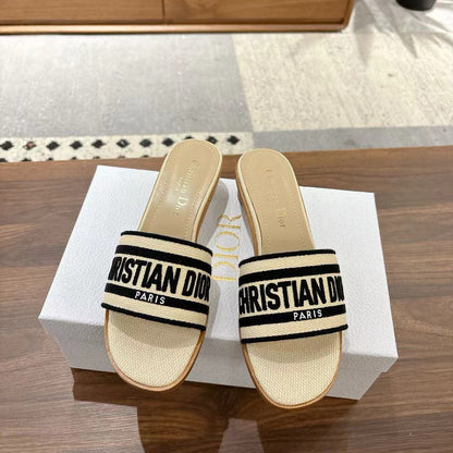 CD 26s Embroidered Sandals Canvas Sheepskin 664321