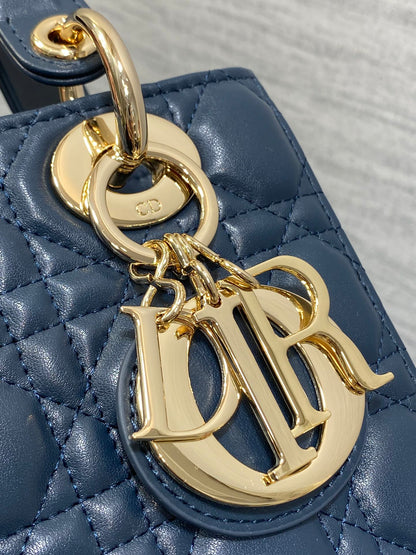 Dior 2026 Mini Lady Dior Bag Dark Blue Lambskin 247370