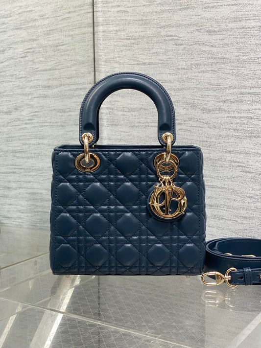 Dior 2026 Mini Lady Dior Bag Dark Blue Lambskin 247370