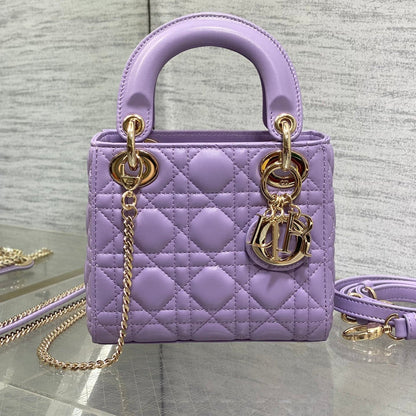 Dior 2026 Mini Lady Dior Bag Purple Lambskin 247396