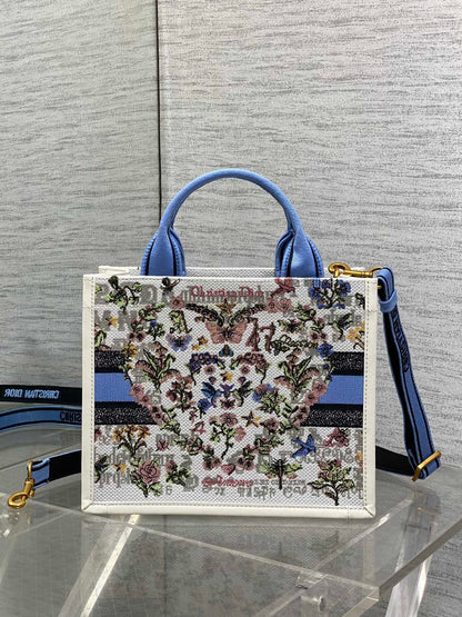 Dior 2026 Book Tote 26cm White Blue mix Colors Canvas