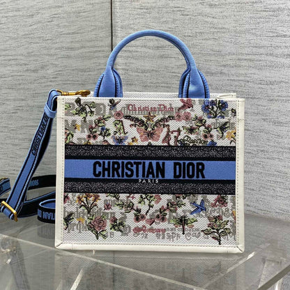 Dior 2026 Book Tote 26cm White Blue mix Colors Canvas
