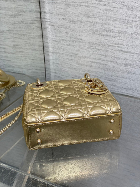 Dior 2026 Mini Lady Dior Bag Gold Lambskin 270893