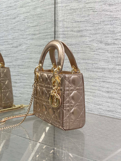 Dior 2026 Mini Lady Dior Bag Rose Gold Lambskin 270518
