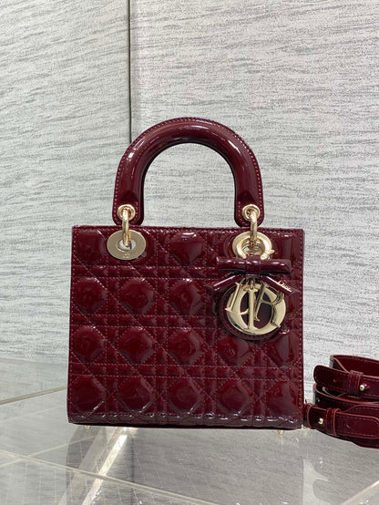 Dior 2026 Bow Lady Dior 20cm Red Patent Leather 289215