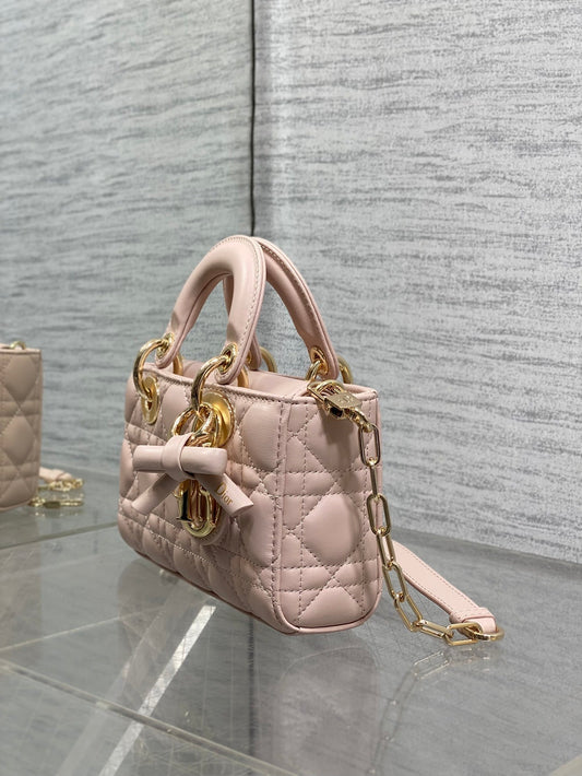 Dior 2026 Bow D-Joy Micro Bag Power Pink Lambskin 284125