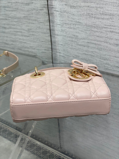Dior 2026 Bow D-Joy Micro Bag Power Pink Lambskin 284125