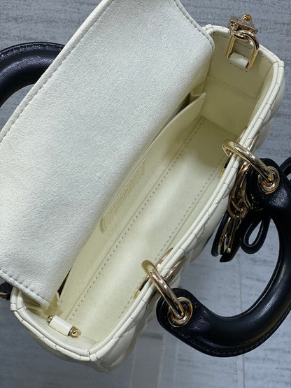 Dior 2026 Bow D-Joy Micro Bag White Black Lambskin 284127
