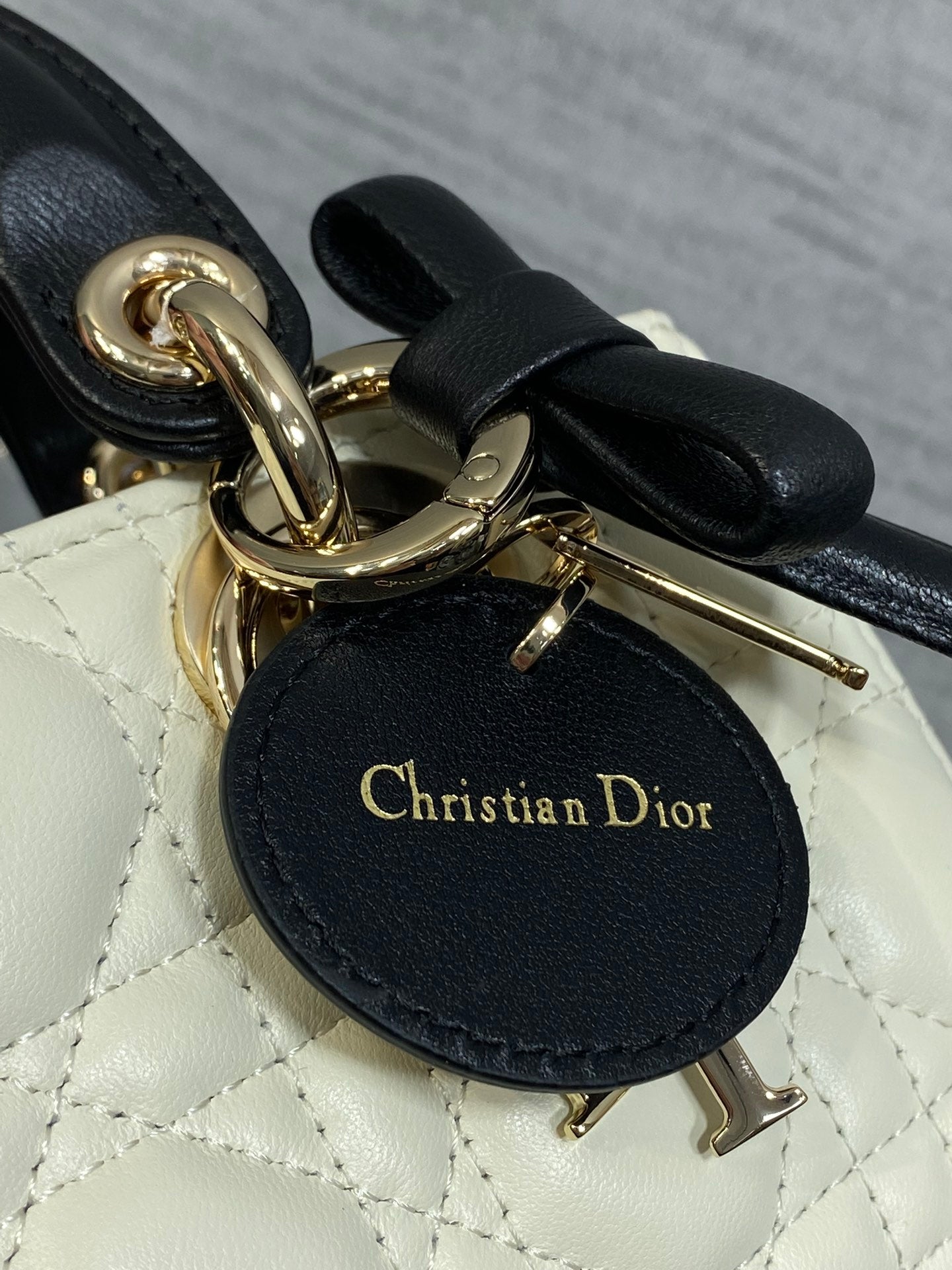 Dior 2026 Bow D-Joy Micro Bag White Black Lambskin 284127