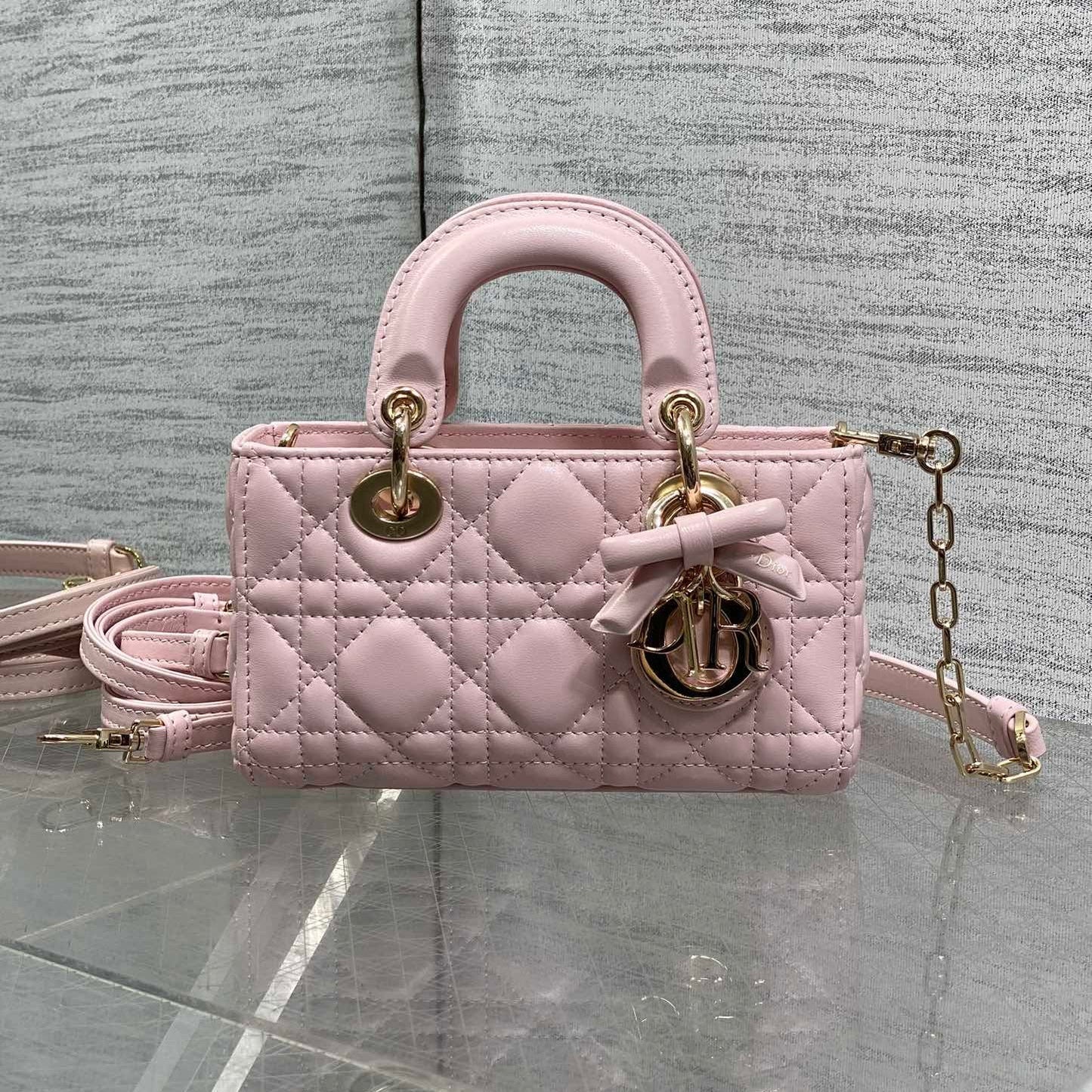Dior 2026 Bow D-Joy Micro Bag Pink Lambskin