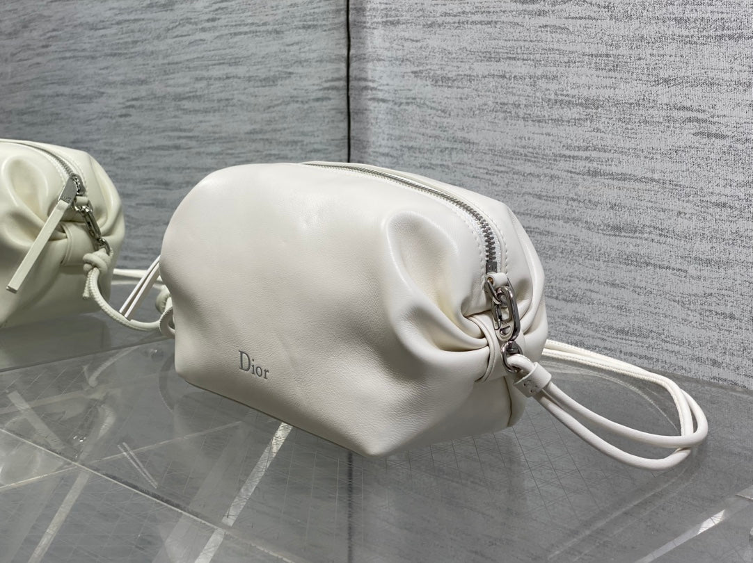 Dior 2026 Bow Pouch 20cm White Lambskin 284143