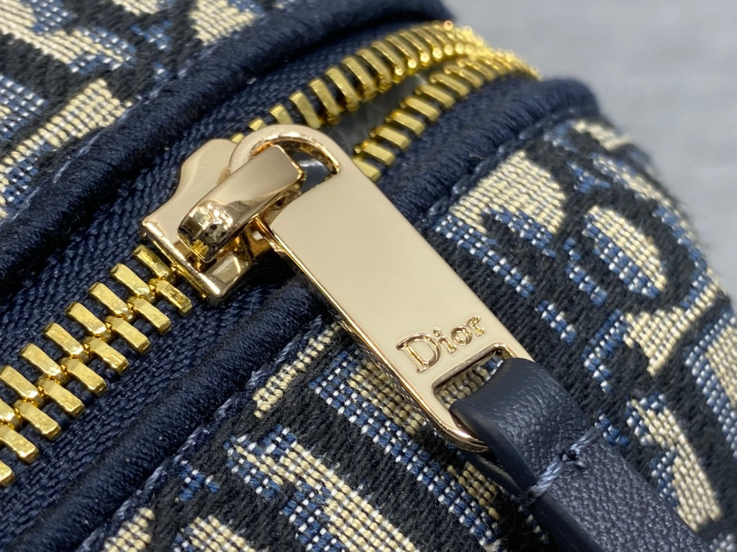Dior 2026 Montaigne Pouch 20cm Blue Beige Canvas Leather 284147