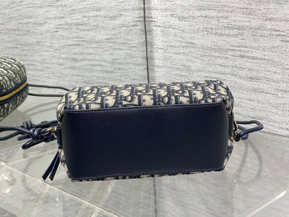 Dior 2026 Montaigne Pouch 20cm Blue Beige Canvas Leather 284147