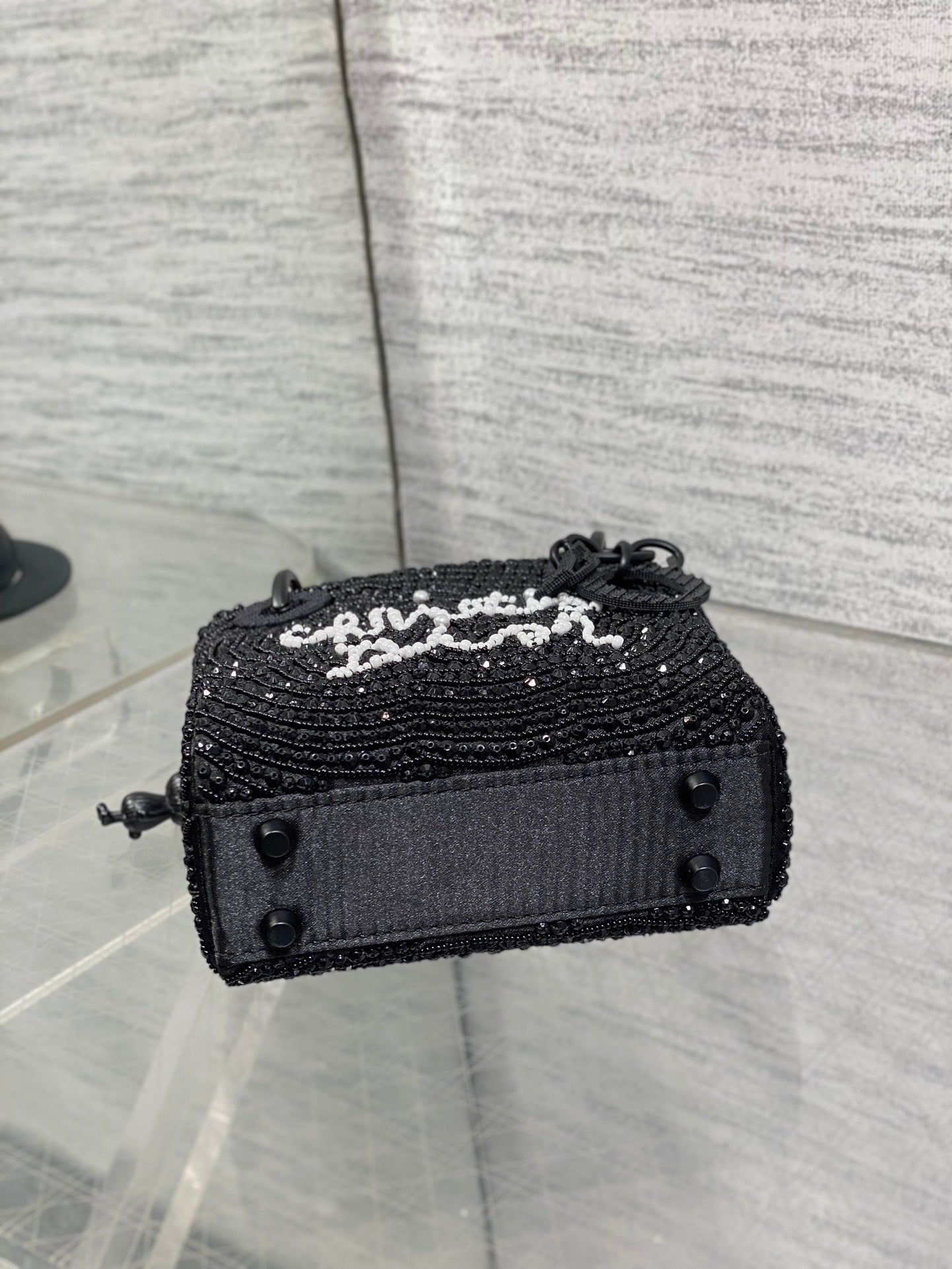 Dior 2026 Lady Art Mini Bag 12cm Black Cotton Leather 352144
