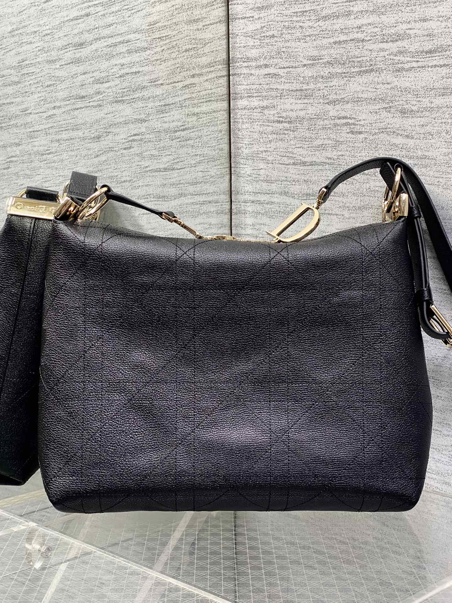 Dior 2026 Diorly Bag 31.5cm Black Flat Cannage Calfskin 286592