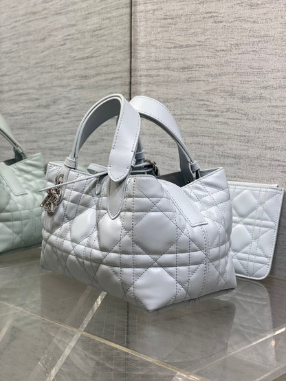Dior 2026 Toujours Vertical Tote Bag 23cm Glacier Blue Calfskin 286653
