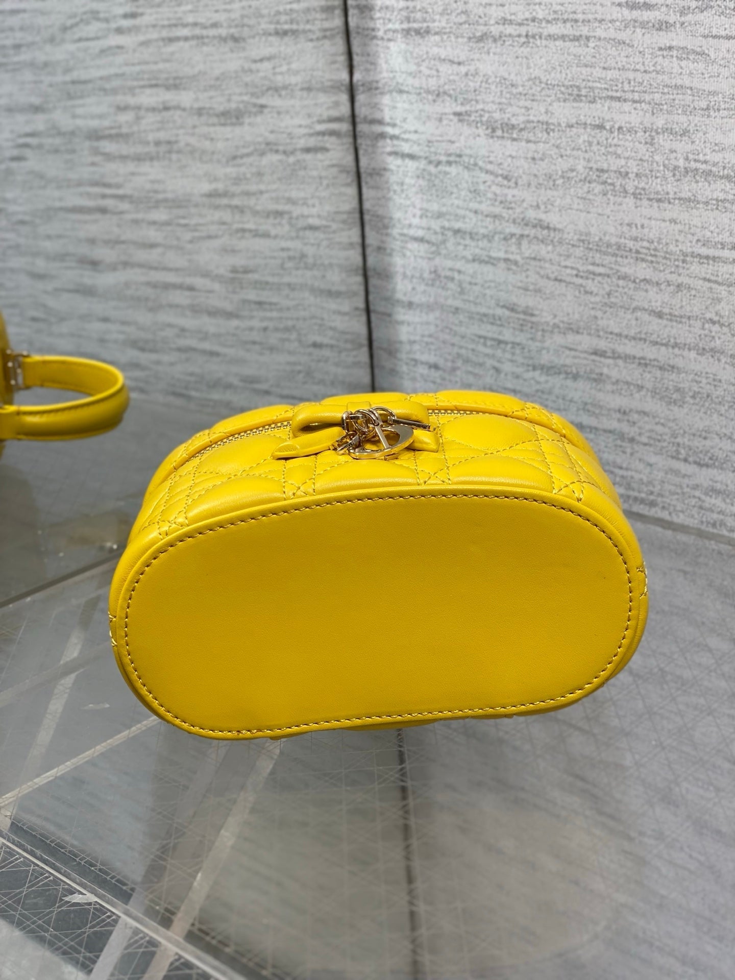 Dior 2026 Vanity Bag 17.5cm Yellow Cannage Lambskin 286426