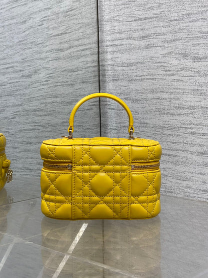 Dior 2026 Vanity Bag 17.5cm Yellow Cannage Lambskin 286426