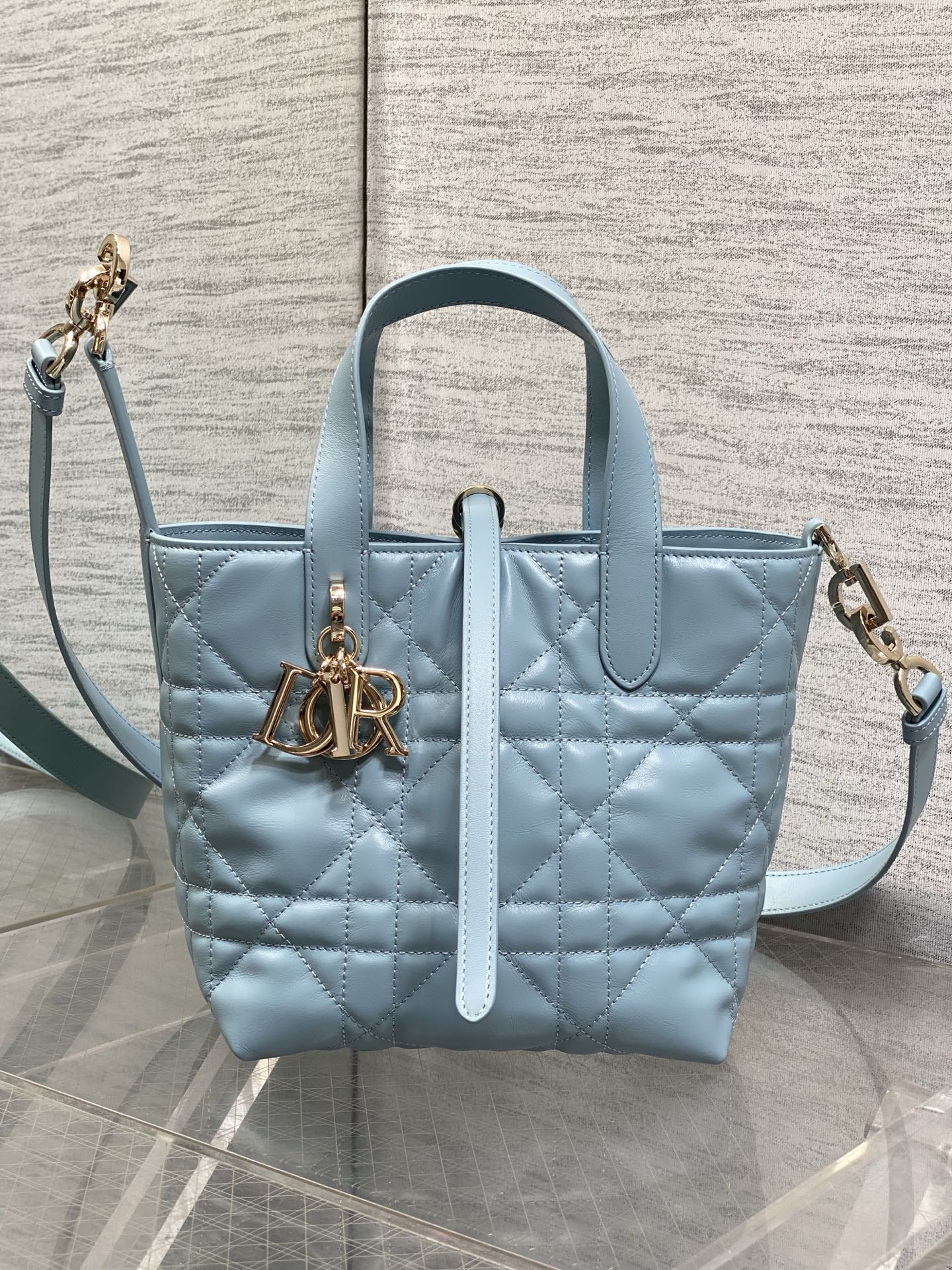 Dior 2026 Toujours Vertical Tote Bag 18cm Macrocannage Calfskin 286459