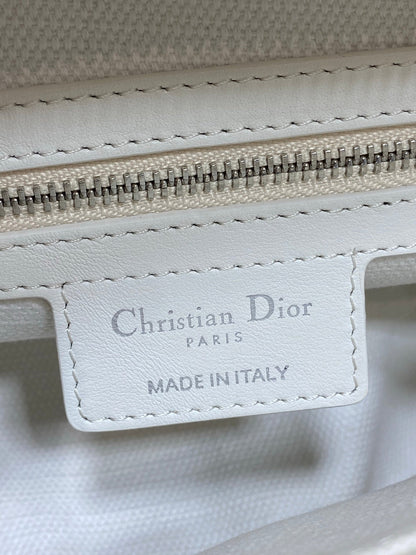 Dior 2026 D-Journey Bag 25.5cm White Grey Cotton Calfskin 289150