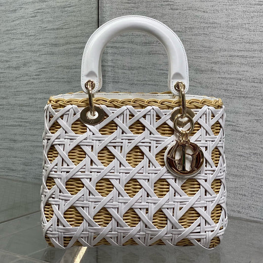 Dior 2026 Wicker Cannage Bag 24cm Leather Rattan 355285