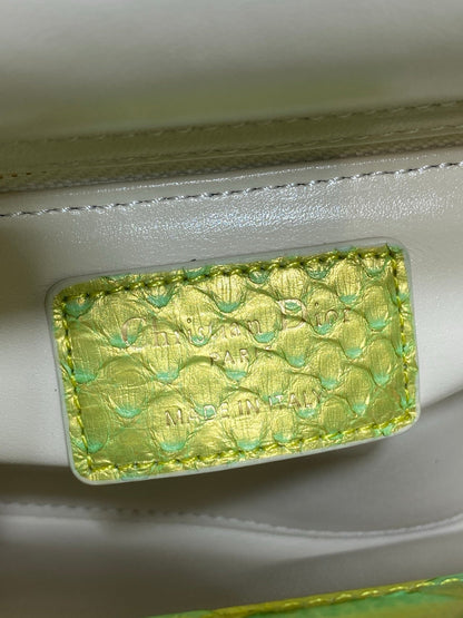 Dior 2026 Lady Embossed Snake Skin Bag 17cm Green Leather 378810