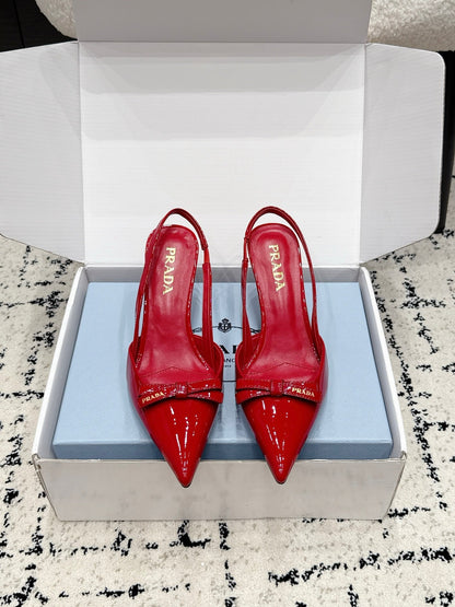 Prada 2026 Bow-Tie Open Sling Back 85mm Cowhide Leather 769840