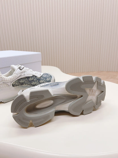 CD 26s Chrono Sneakers White Brown Canvas Rubber Mesh 643749