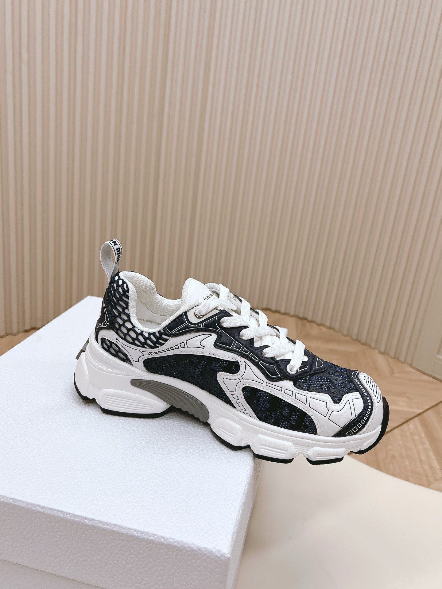 CD 26s Chrono Sneakers White Navy Blue Cowhide Mesh 643751