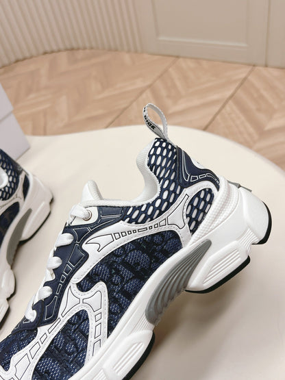 CD 26s Chrono Sneakers White Navy Blue Cowhide Mesh 643751