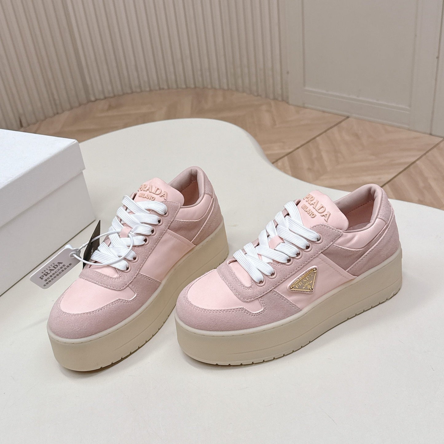 PRA 2026S Platform Sneakers 50 Pink Suede Cowhide 663494