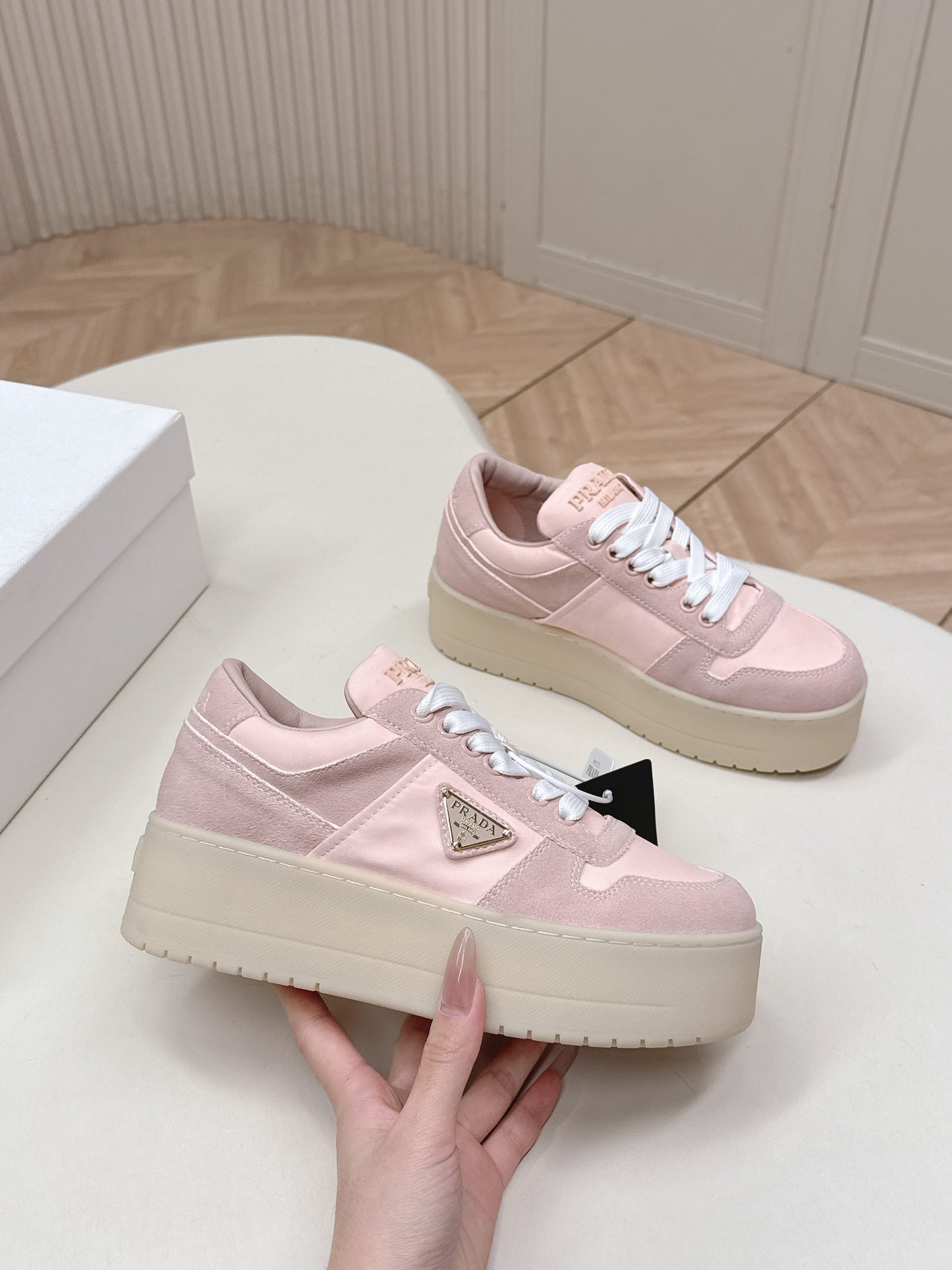 PRA 2026S Platform Sneakers 50 Pink Suede Cowhide 663494