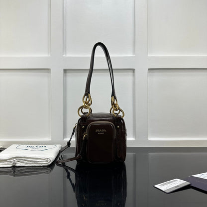 Prada 2026 Dangle Mini Handbag 14.5cm Patent Calfskin