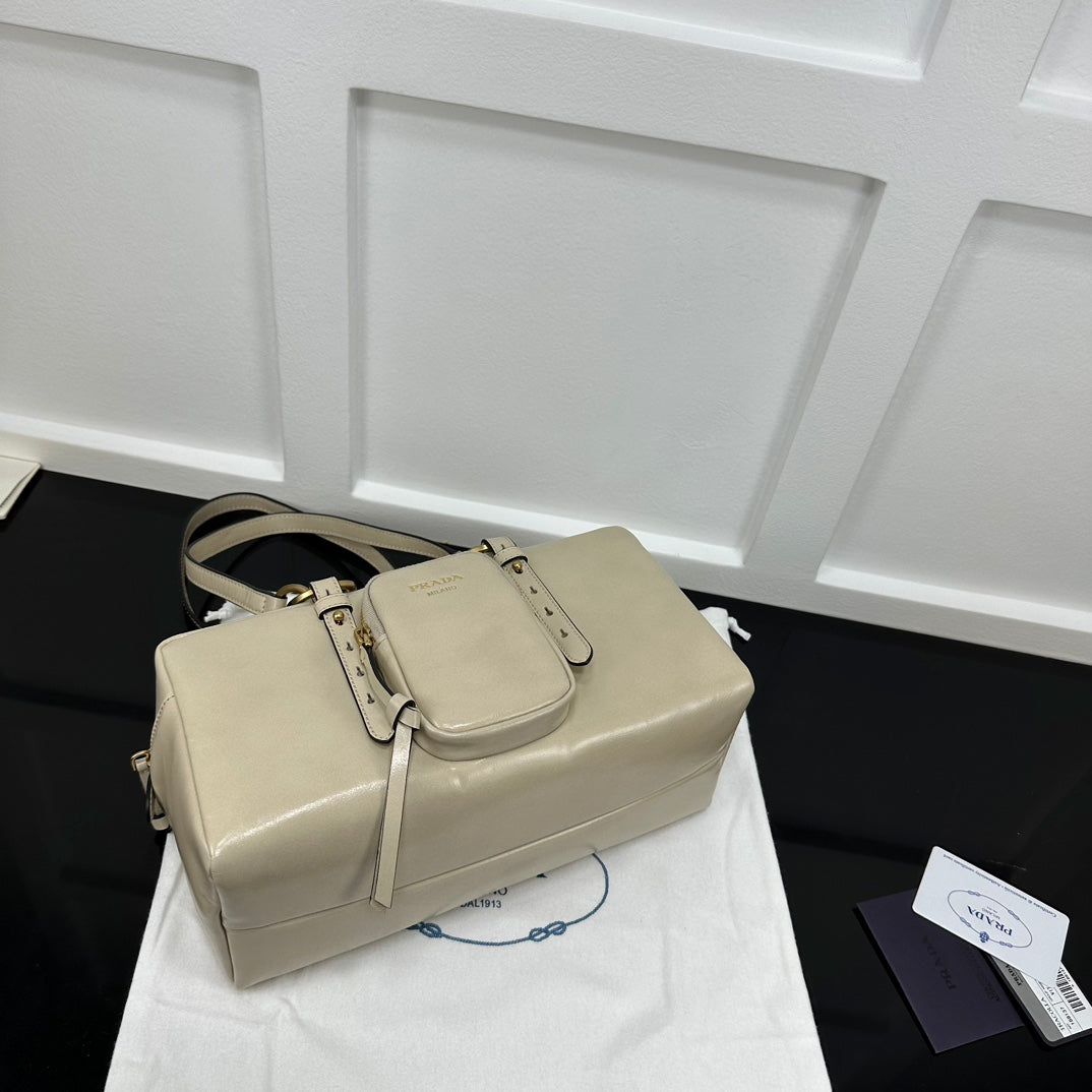 Prada 2026 Dangle Medium Shoulder Bag 30cm Patent Calfskin