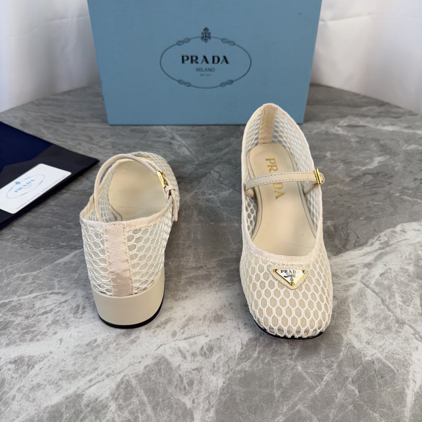 Prada 2026 Mary Jane Pumps 50mm Mesh Leather 789407