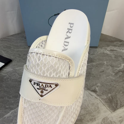 Prada 2026 Platform Mules 20mm Raffia Leather 789429