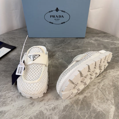 Prada 2026 Platform Mules 20mm Raffia Leather 789429