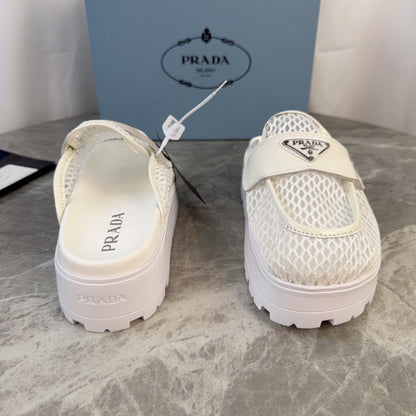 Prada 2026 Platform Mules 45mm Raffia Leather 789434