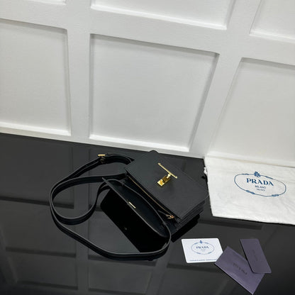Prada 2026 Embleme Shoulder Bag 24.5cm Calfskin