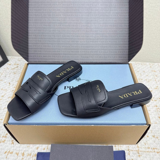 Prada 2026 Square Toe Slippers Italian Leather 731000