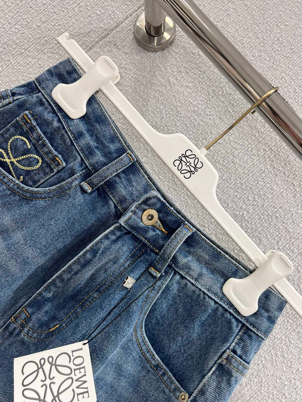 Loewe 26Ss Embroidered Denim Shorts