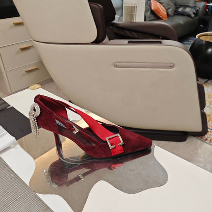 PRA 26S High Heel Pump 70 Burgundy Velvet 630564